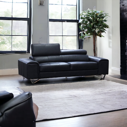 Bellagio 2 Seater Leather Sofa Lounge Black