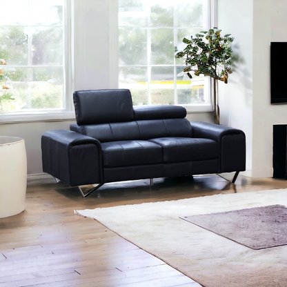 Bellagio 3 Seater Leather Sofa Lounge Black