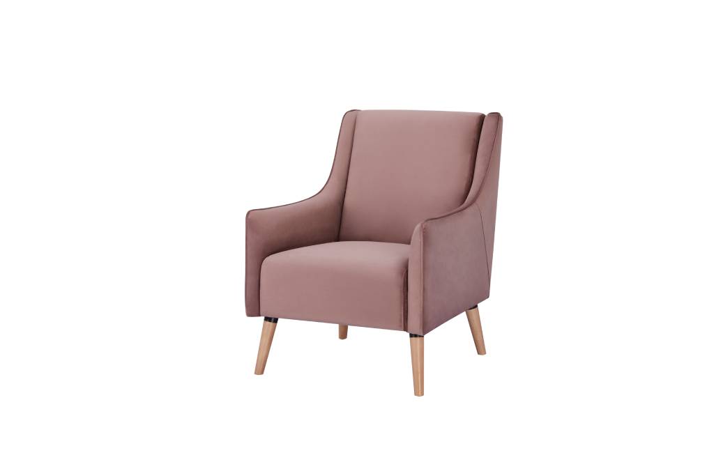 Cooper Wing Arm Chair Luxury Velvet - Blush