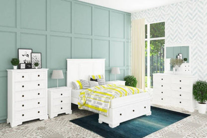 OFFO Sala 3 Drawer Storage Wooden King Bed-White