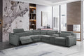 Tripvix Nappa Fabric Modular Corner Lounge W/Electric Recliner -Storm Grey