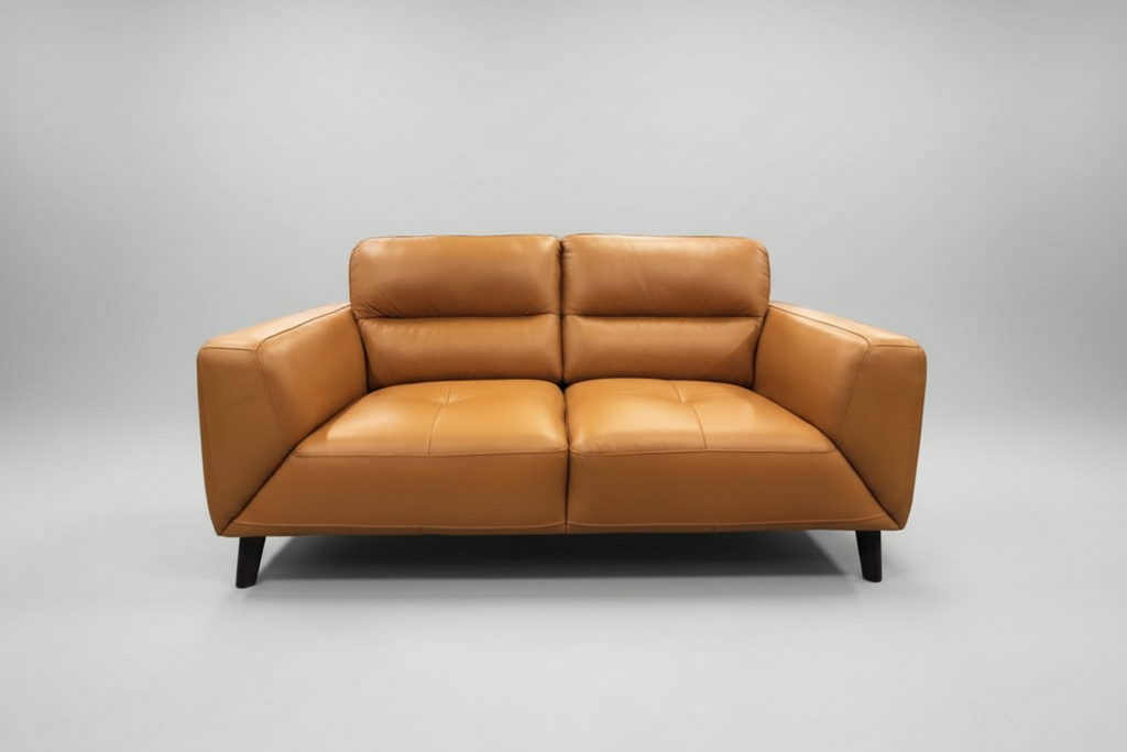 Sonoma 2 Seater Leather Sofa- Tangerine