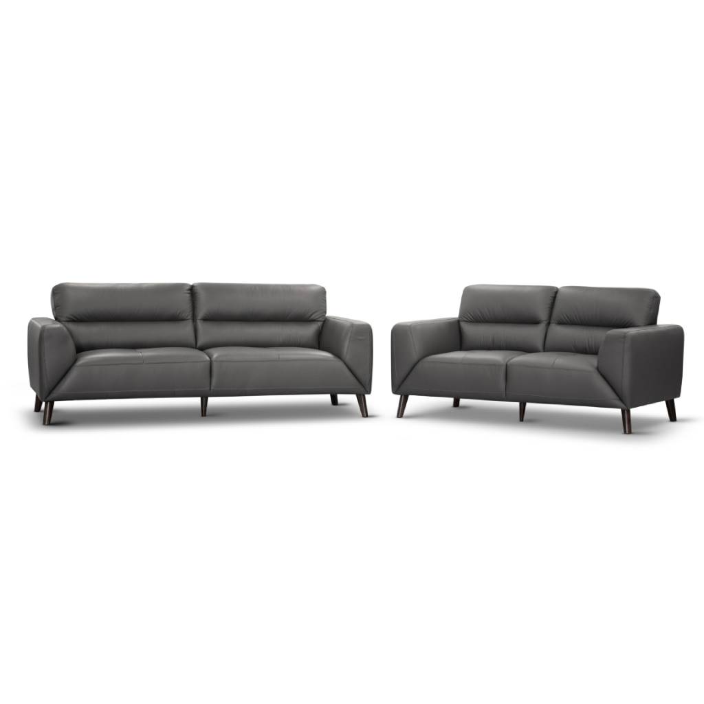 Sonoma 3 Seater Leather Sofa -Gunmetal