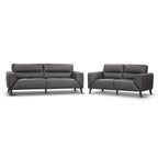 Sonoma 3 Seater Leather Sofa -Gunmetal