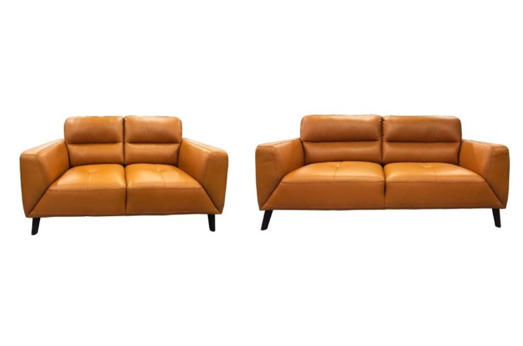 OFFO Sonoma 3 Seater Leather Sofa Tangerine