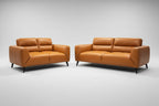 Sonoma 2 Seater Leather Sofa- Tangerine