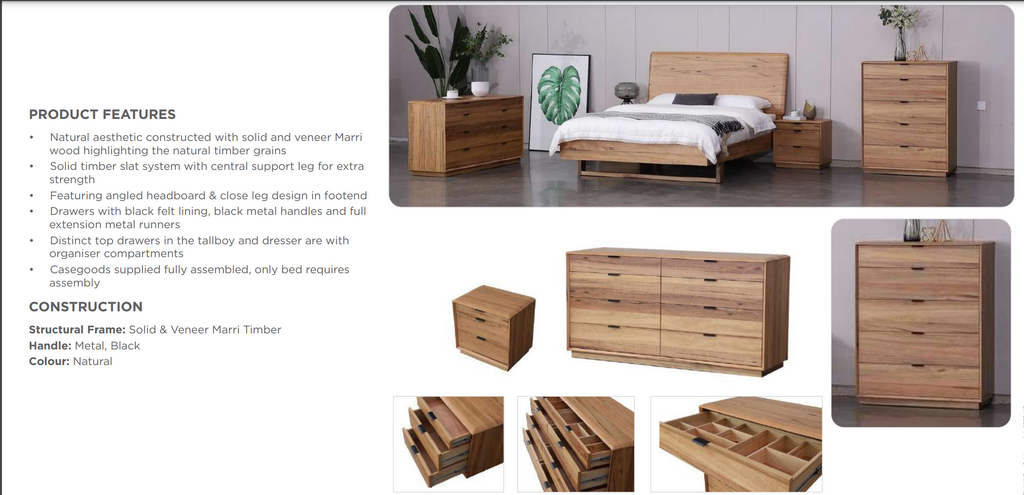Galway Marri Timber King Bed Natural