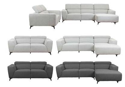 Blake Fabric 2.5 Seater Right Hand Chaise Sofa- Mist