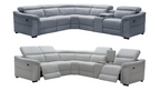 Robbvix Fabric Corner Modular W/2 End Electric Recliner -Grey