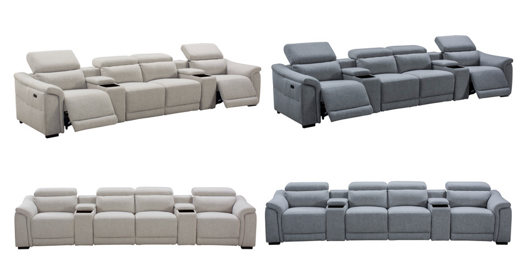 Robbie Dual Motor 4 Seater Electric Recliner - Light Grey