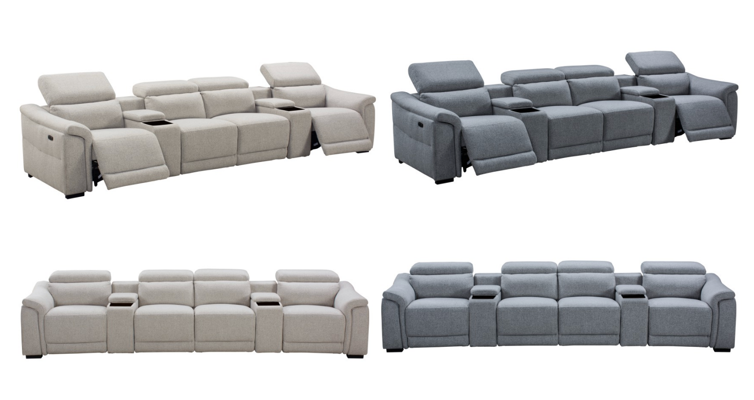 Robbie Dual Motor 4 Seater Electric Recliner - Grey