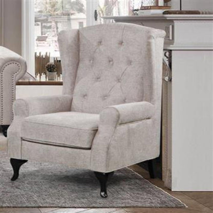 Royal Chesterfield Wing Armchair Fabric Sofa Beige