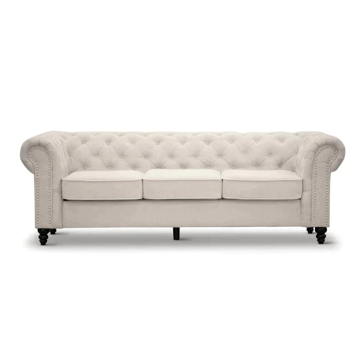 Royal Chesterfield 2 Seater Fabric Sofa Beige