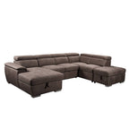 Brighvix Rhino Fabric Sofa Bed RHF Chaise Ottoman  -Mushroom