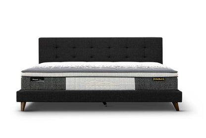 Oikiture Upholstered Fabric Double Bed Charcoal