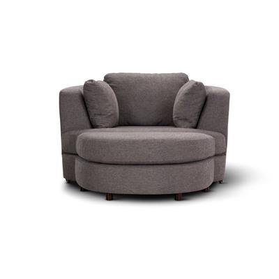 Lando Swivel Arm Chair & Ottoman -Dark Grey