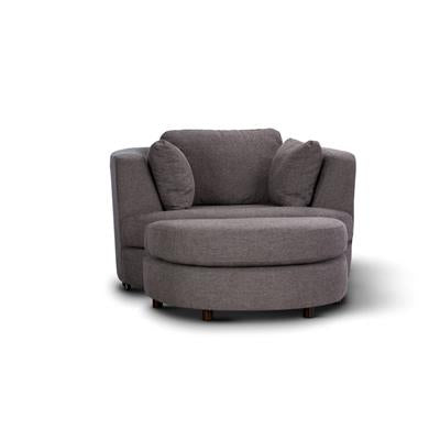 Lando Swivel Arm Chair & Ottoman -Dark Grey