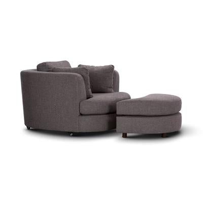 Lando Swivel Arm Chair & Ottoman -Dark Grey