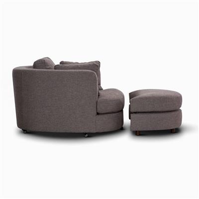 Lando Swivel Arm Chair & Ottoman -Dark Grey