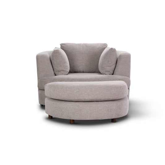 Lando Swivel Arm Chair & Ottoman -Steel