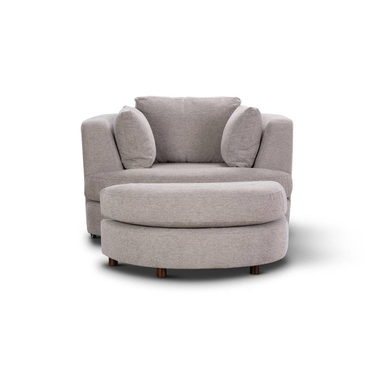 Orlavix Swivel Arm Chair & Ottoman -Steel
