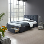 Rhodvix Upholstered Double Bed Storage -Mid Grey