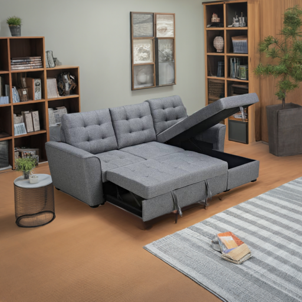 Aurore Sofa Bed Reversible Storage Chaise-Grey