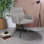 Kalvin  Leather Swivel Arm Chair Grey