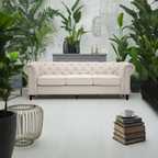 Royal Chesterfield 3 Seater Fabric Sofa- Beige