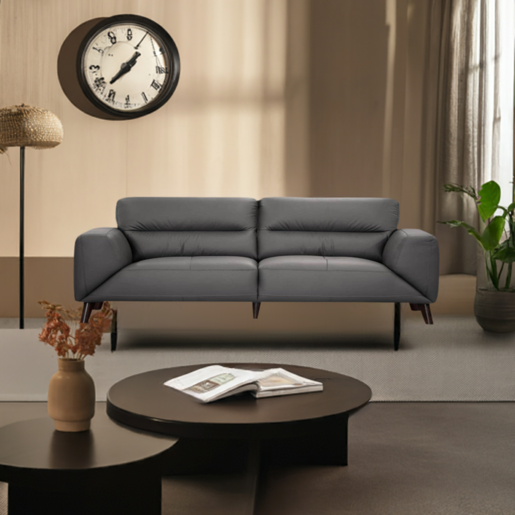 OFFO Sonoma 3 Seater Leather Sofa Gunmetal