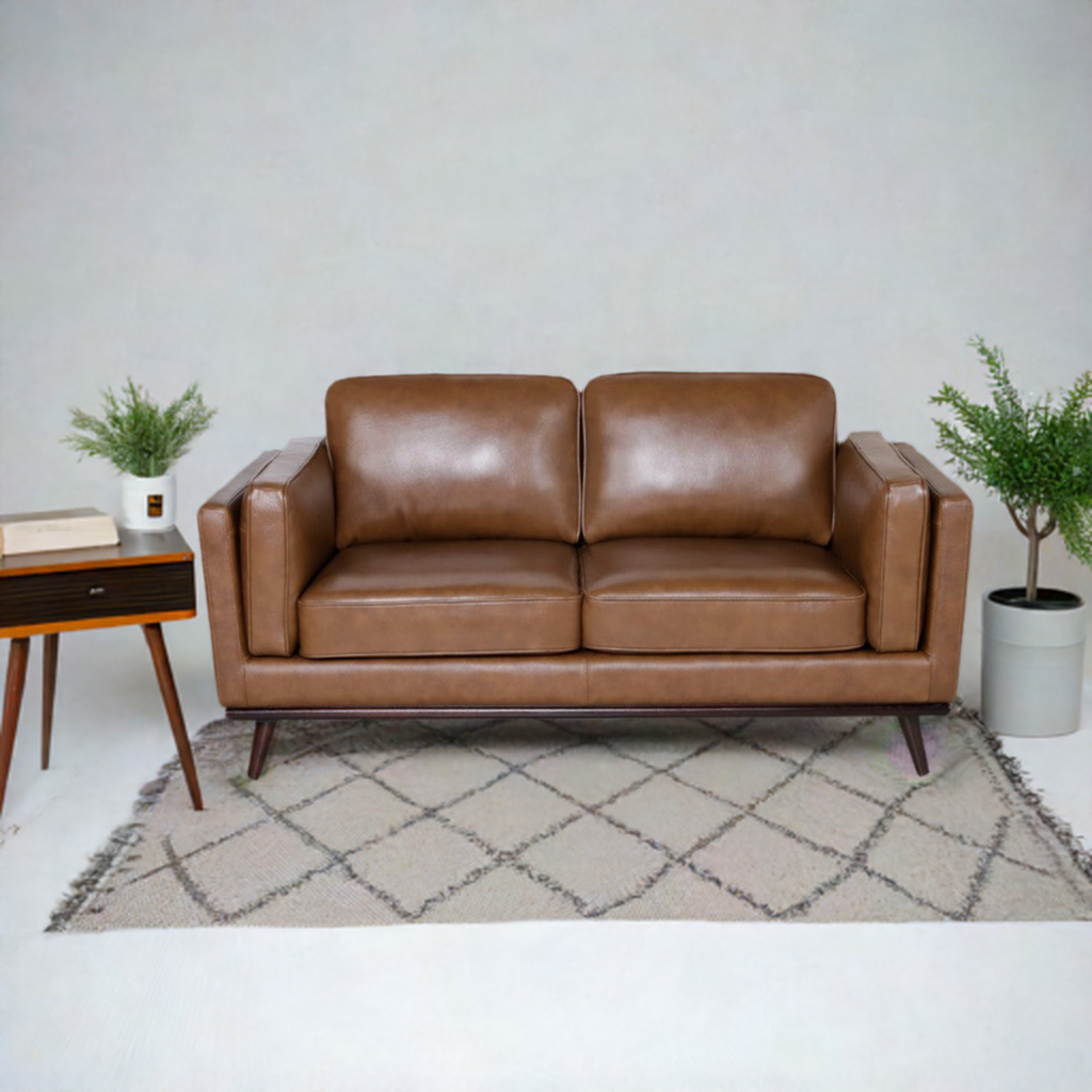 Hugo 2 Seater Leather Sofa - Nature Scotch