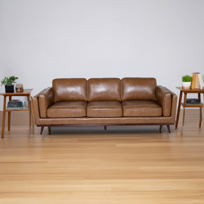 Hugo 3 Seater Leather Sofa - Nature Scotch