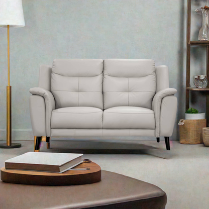 OFFO Georgia 2 Seater Leather Sofa Silver