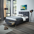 Rhodvix Upholstered Double Bed Storage -Mid Grey