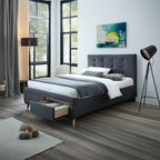 Rhodvix Upholstered Double Bed Storage -Mid Grey