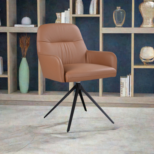 Kalvin  Leather Swivel Arm Chair Cogna