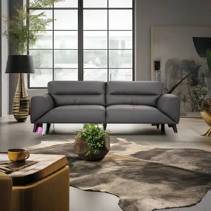 OFFO Sonoma 3 Seater Leather Sofa Gunmetal