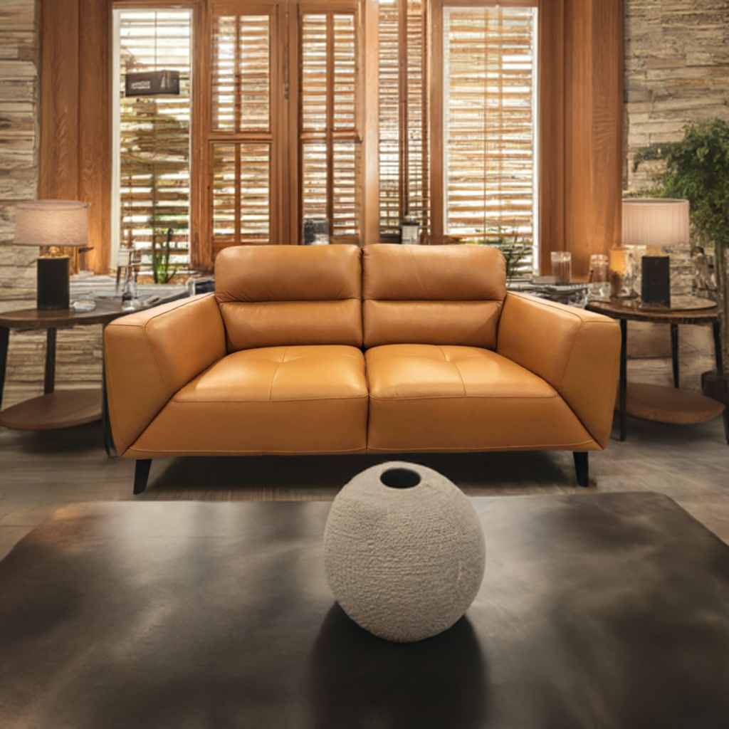 OFFO Sonoma 3 Seater Leather Sofa Tangerine