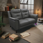 OFFO Georgia 2 Seater Leather Sofa Gunmetal