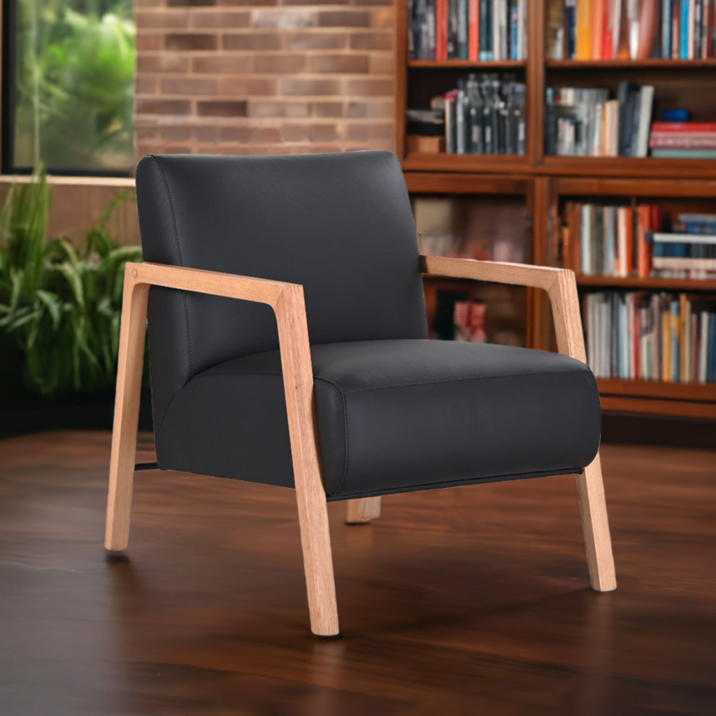 Trenton Leather Arm Chair Black