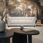 Royal Chesterfield 3 Seater Fabric Sofa- Beige