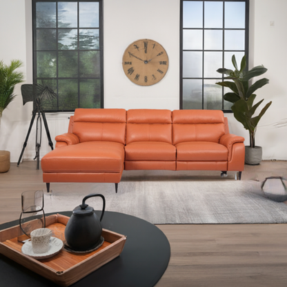 OFFO Garrett Leather 3S WITH 2ERER LHF Chaise -Tan