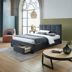 Rhodvix Upholstered Double Bed Storage -Mid Grey