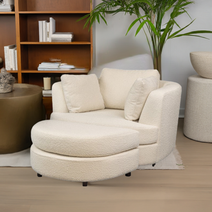 Lando Swivel Arm Chair & Ottoman -Bouce Snow