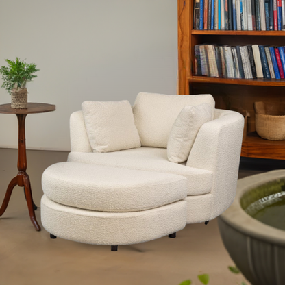 Lando Swivel Arm Chair & Ottoman -Bouce Snow