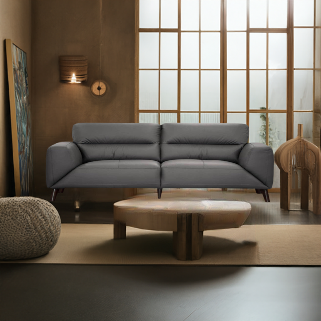 OFFO Sonoma 3 Seater Leather Sofa Gunmetal