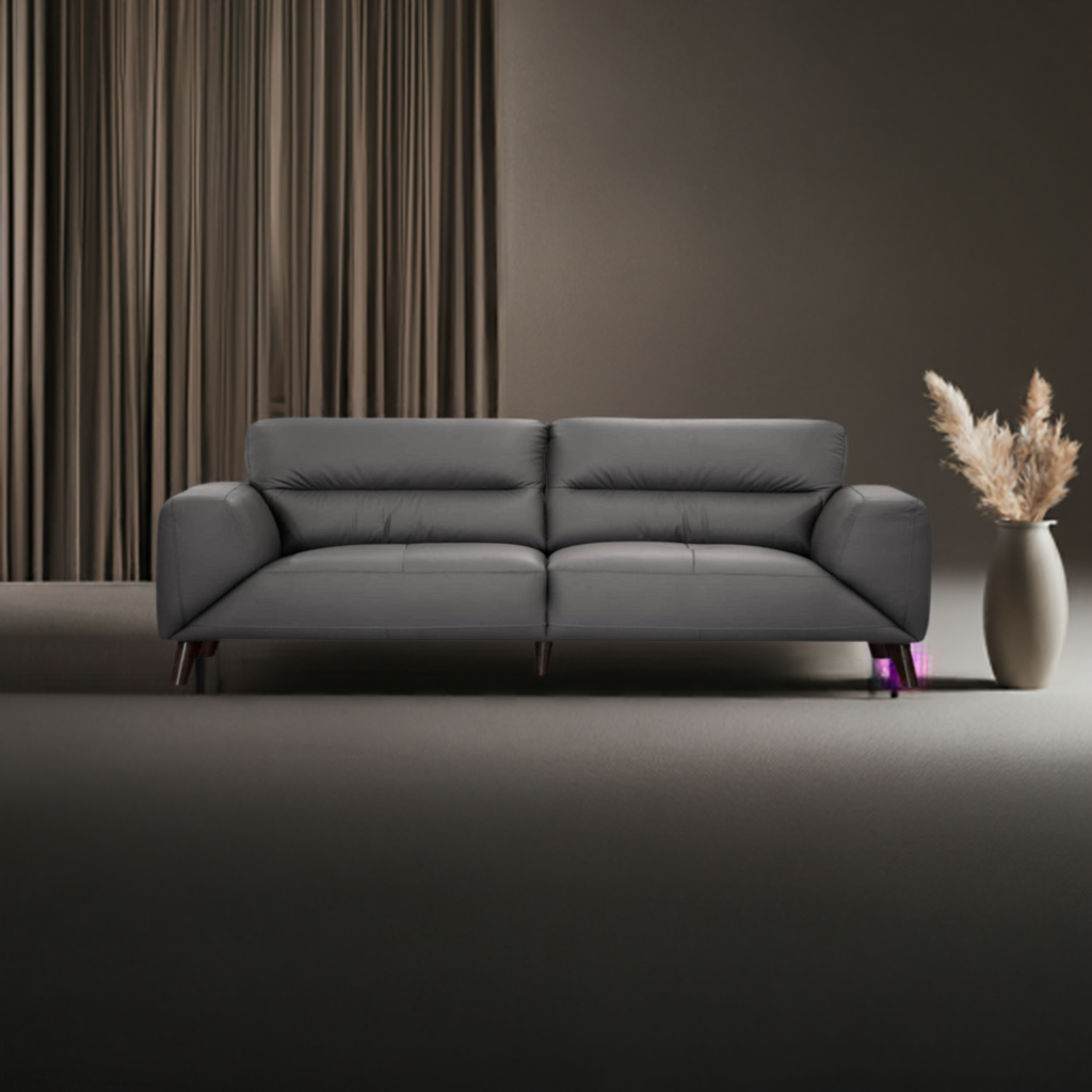 OFFO Sonoma 3 Seater Leather Sofa Gunmetal