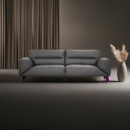 OFFO Sonoma 3 Seater Leather Sofa Gunmetal