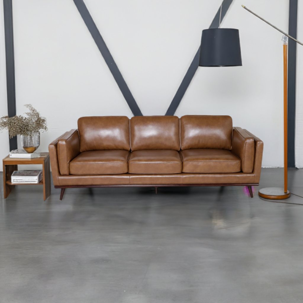 Hugo 3 Seater Leather Sofa - Nature Scotch