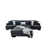 Manhattan Deep Seat Modular Fabric Lounge Plus Ottoman Dark Grey